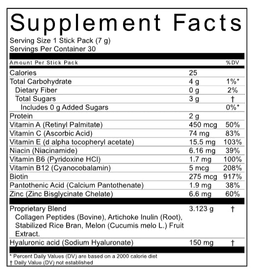 Información sobre el suplemento de colágeno sin sabor
